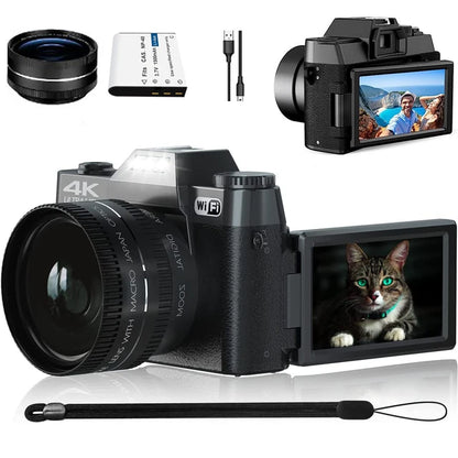 48MP Digital Photography Camera 4K WIFI Web Camcorder Vintage Vlog Video Recorder Youtube 16X Digital Zoom Camera 3" Flip Screen